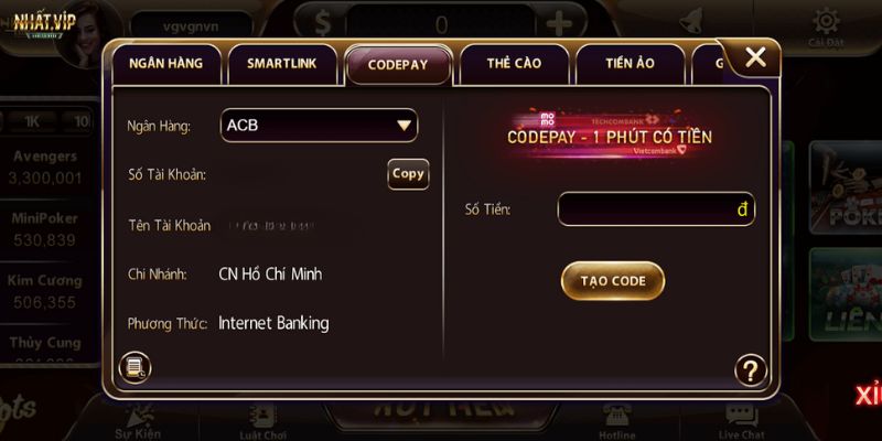 Nạp tiền Nhatvip bằng mã Code Pay